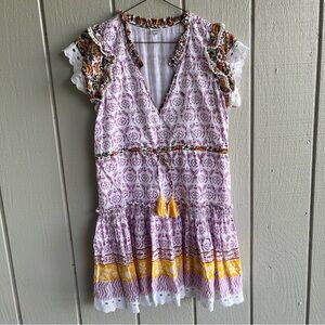 Charlee by Charleston Shoe Co. Garrott Ruffle Mini Dress Floral Prints Size L